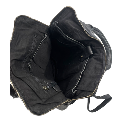 Harold's Bags leather submarine post-city backpack, black