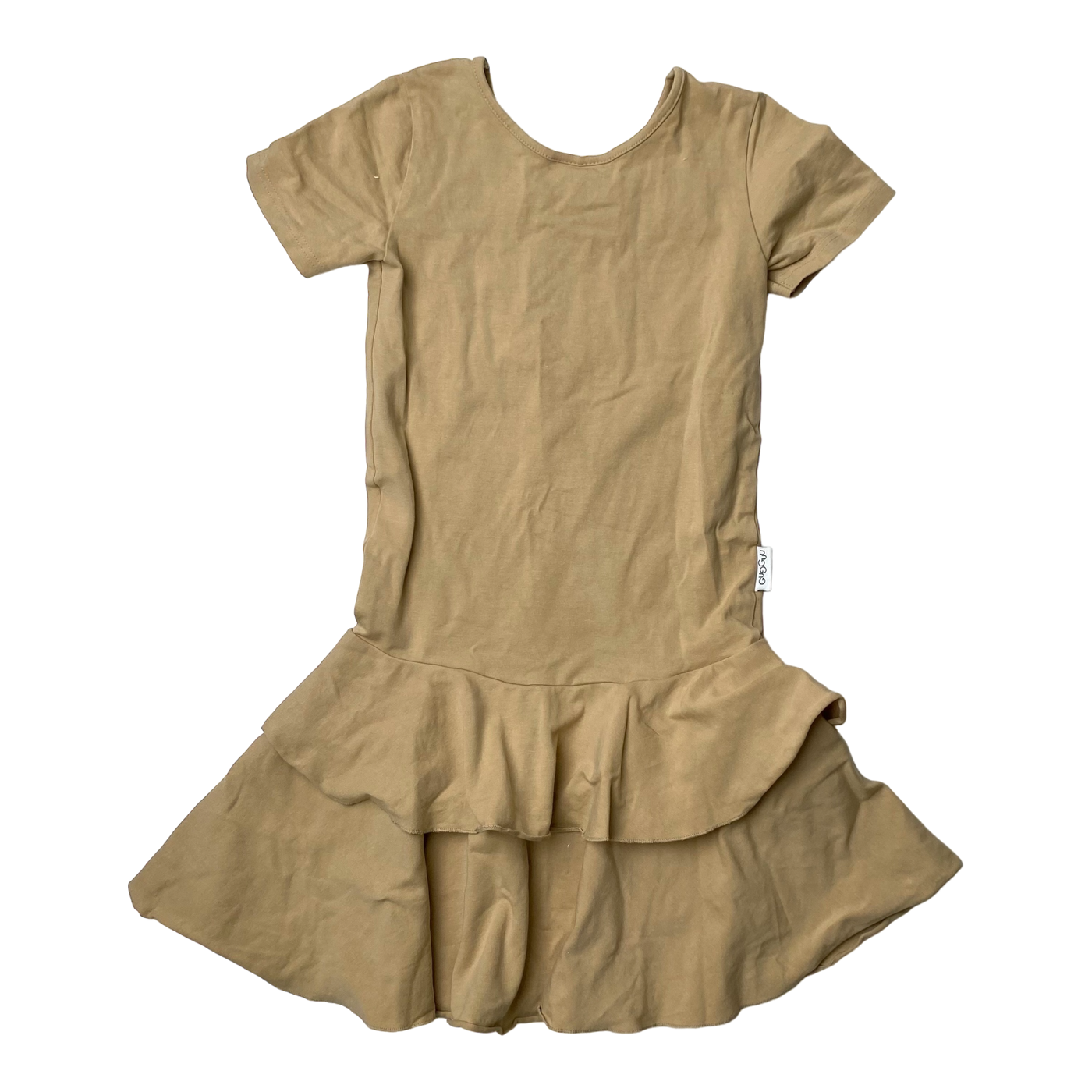 Gugguu t-shirt frilla dress, tan | 140cm