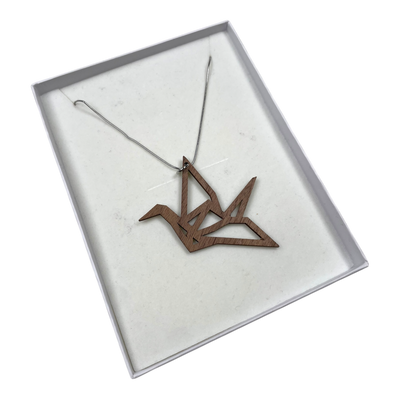 Yo Zen origami swan necklace, brown