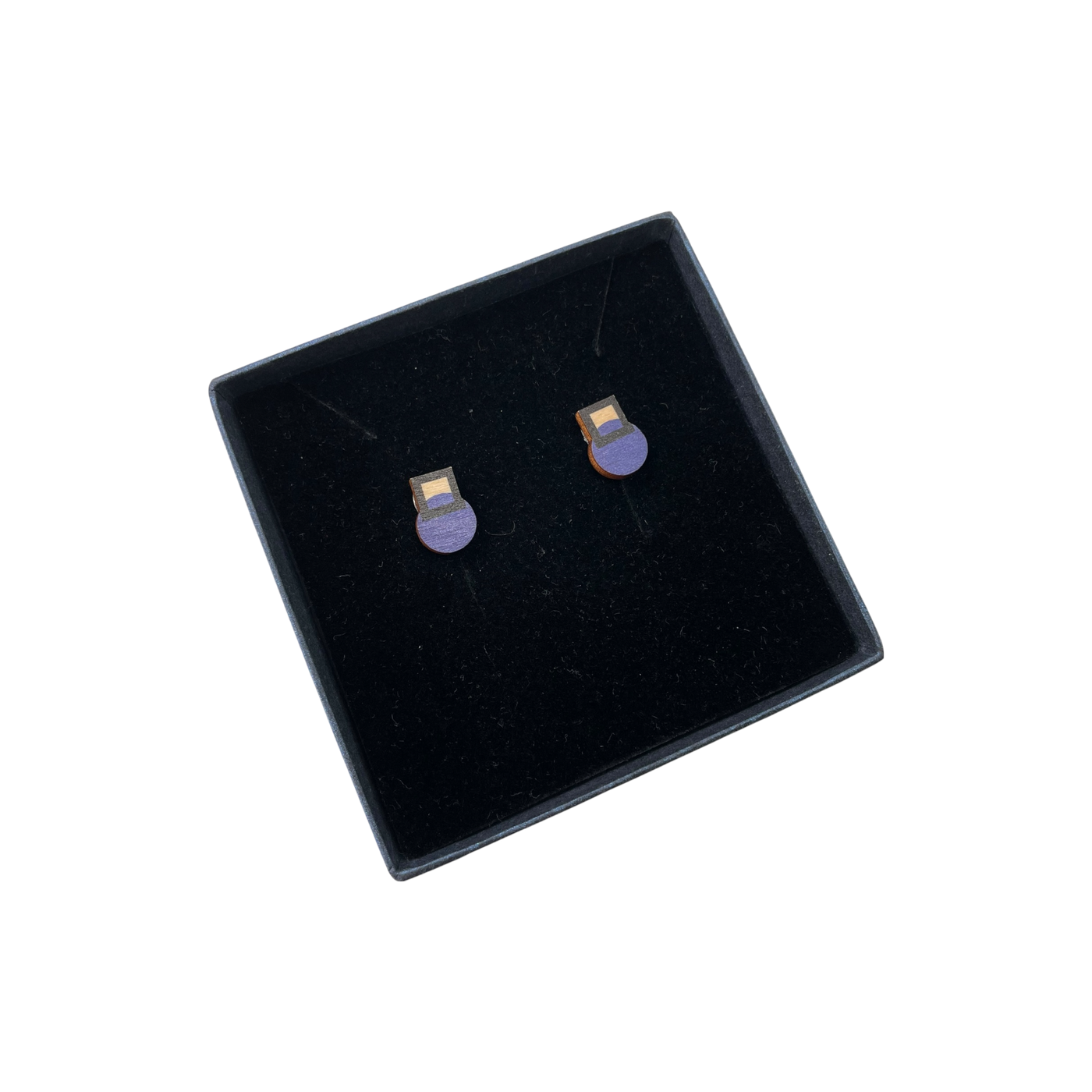 Yo Zen sweet earrings, blue/wooden