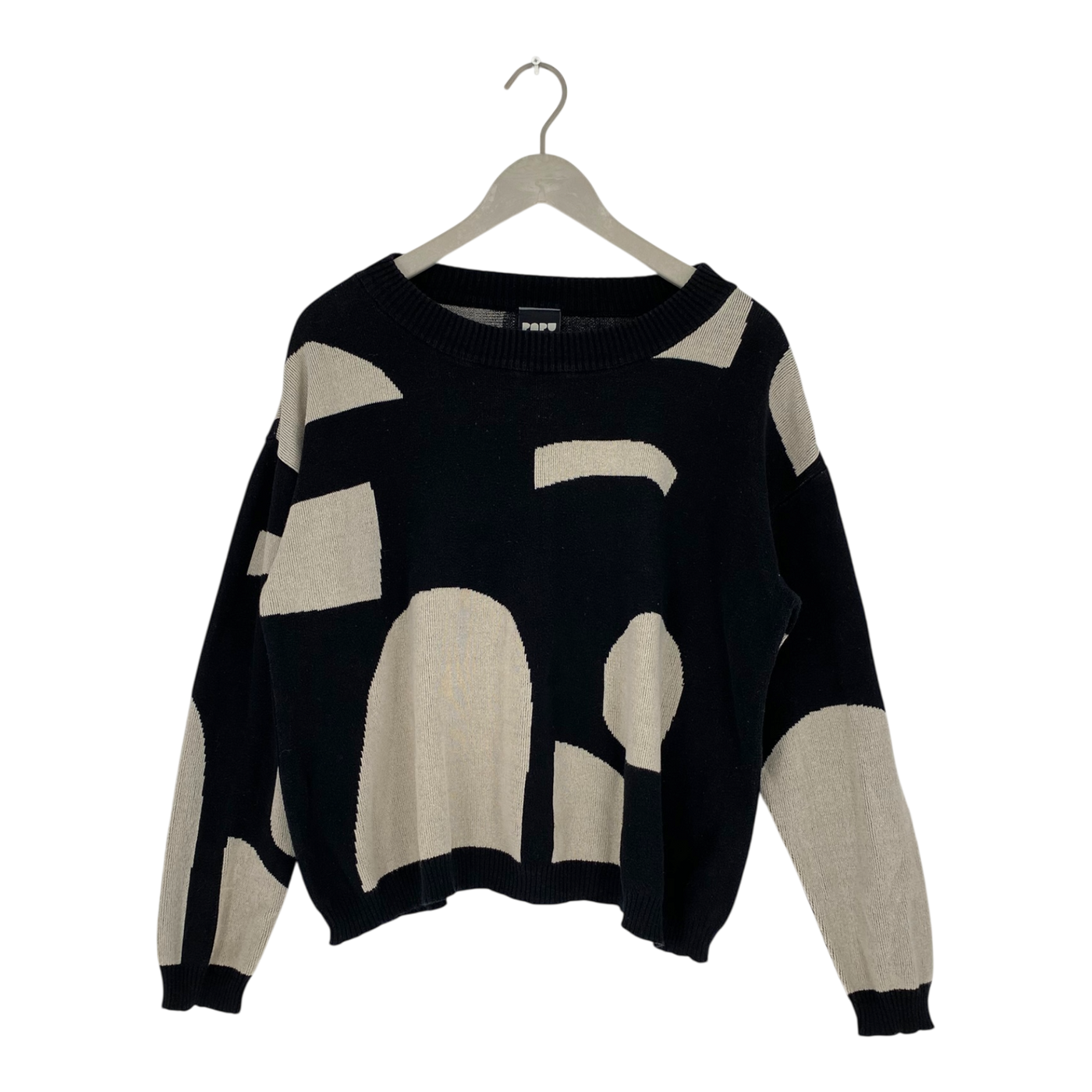 Papu knitted sweater, black and almond | woman XS/S