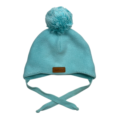 Metsola knit cotton beanie, turquoise | 6-12m
