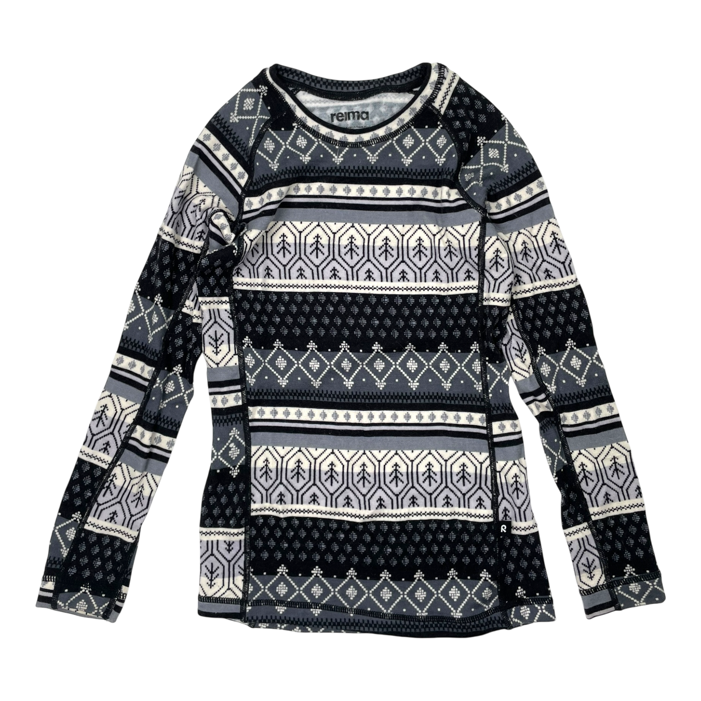 Reima taitoa wool baselayer set, black/white | 130cm