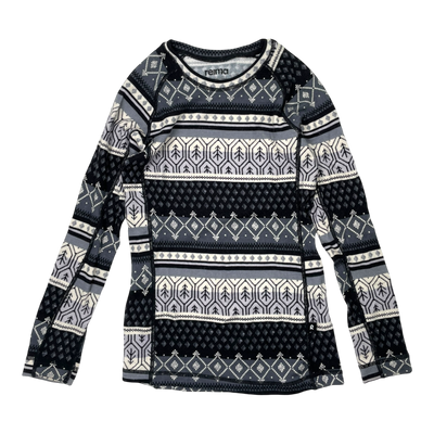 Reima taitoa wool baselayer set, black/white | 130cm