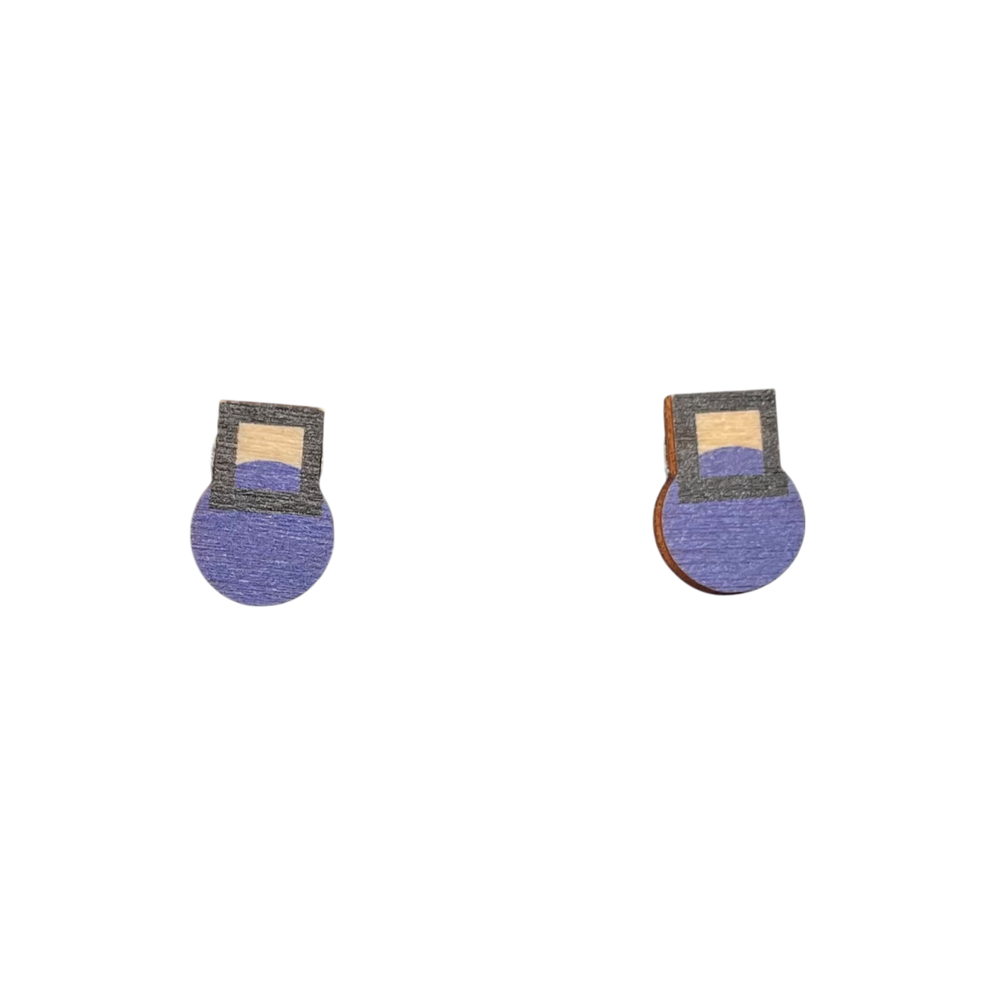 Yo Zen sweet earrings, blue/wooden