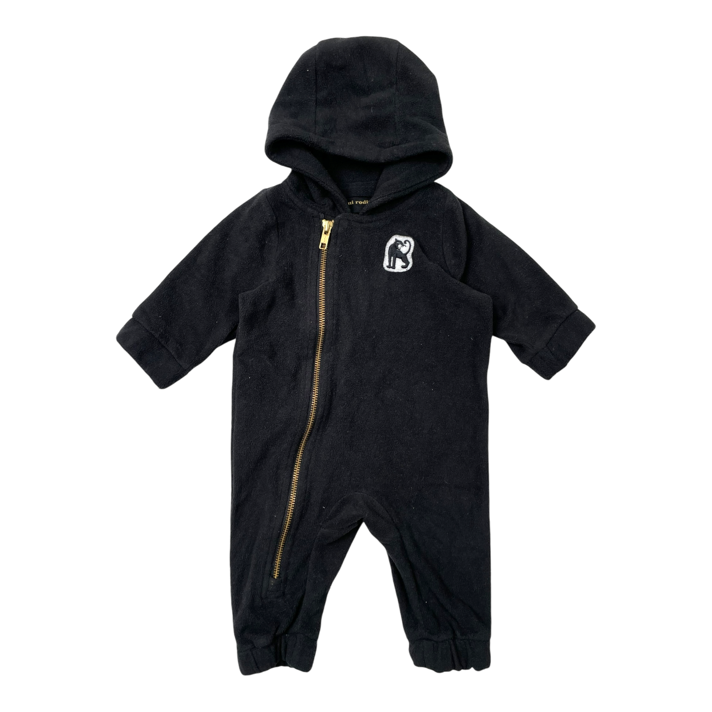 Mini Rodini fleece jumpsuit, black | 56/62cm