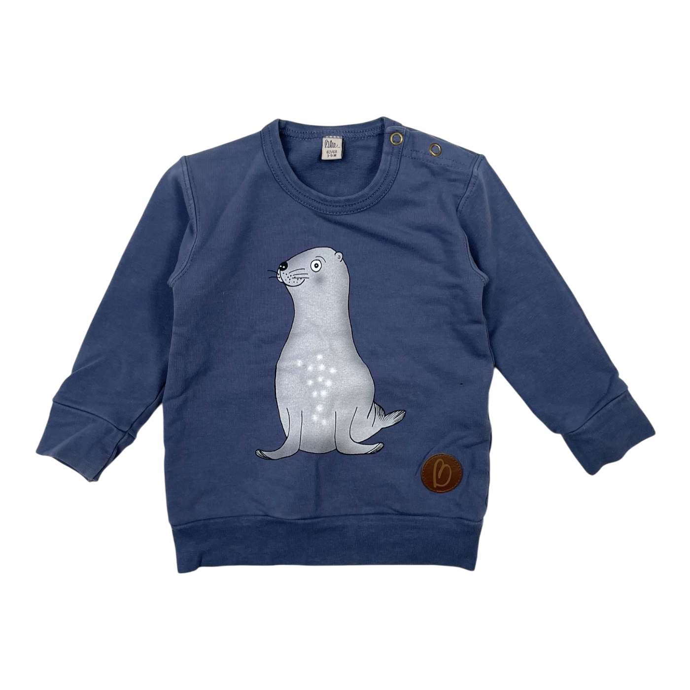 Blaa sweatshirt, seal | 62/68cm