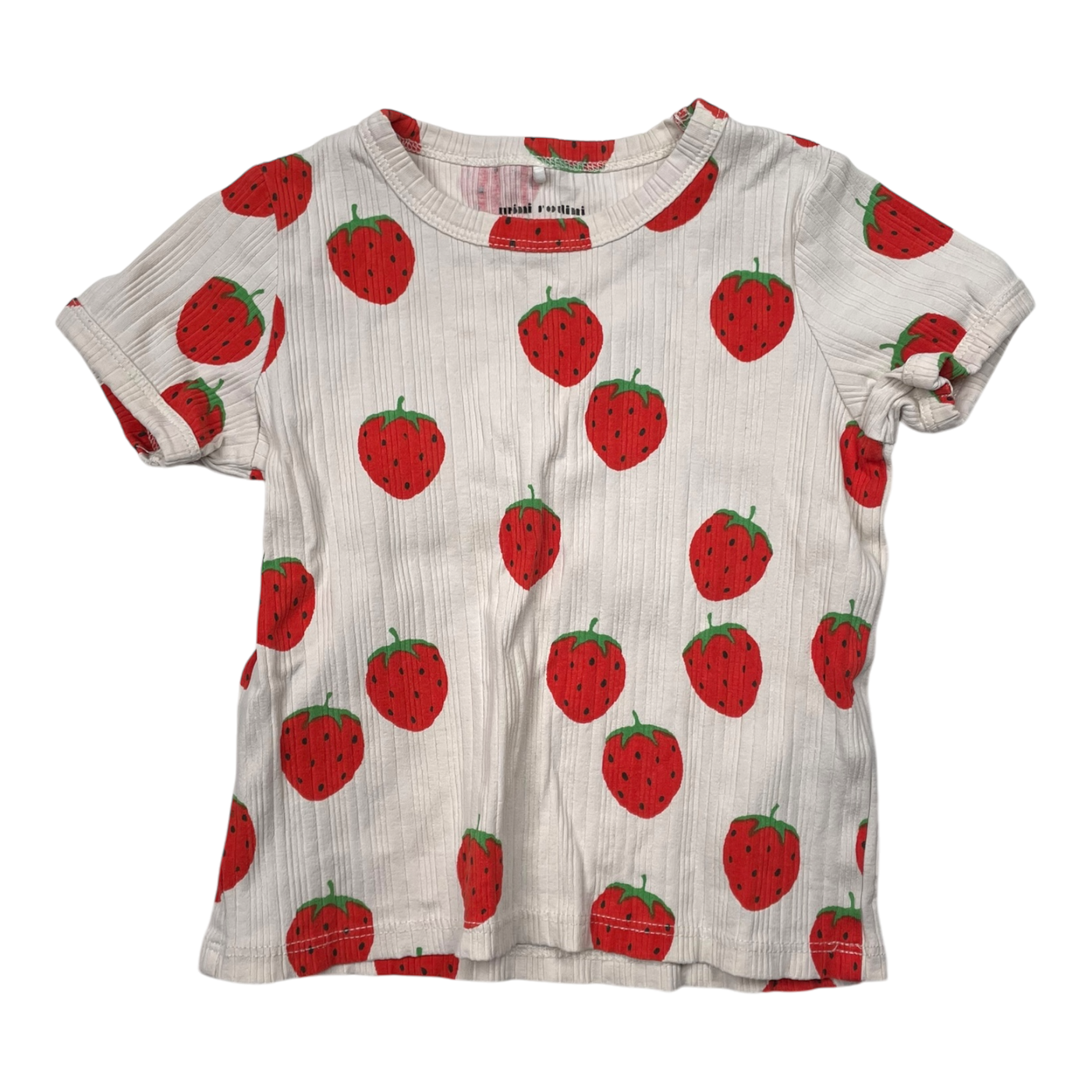 Mini Rodini rib t-shirt, strawberry | 92/98cm