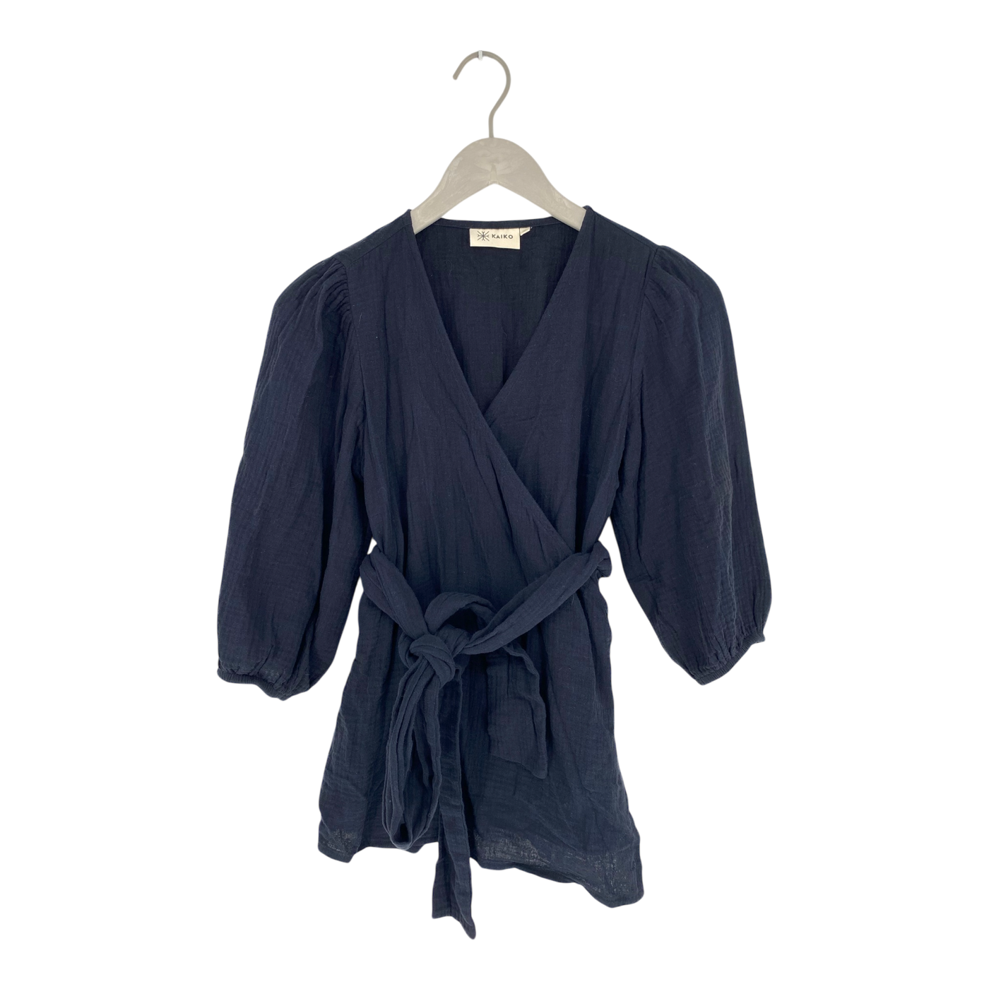 Kaiko muslin wrap blouse, black | woman XS