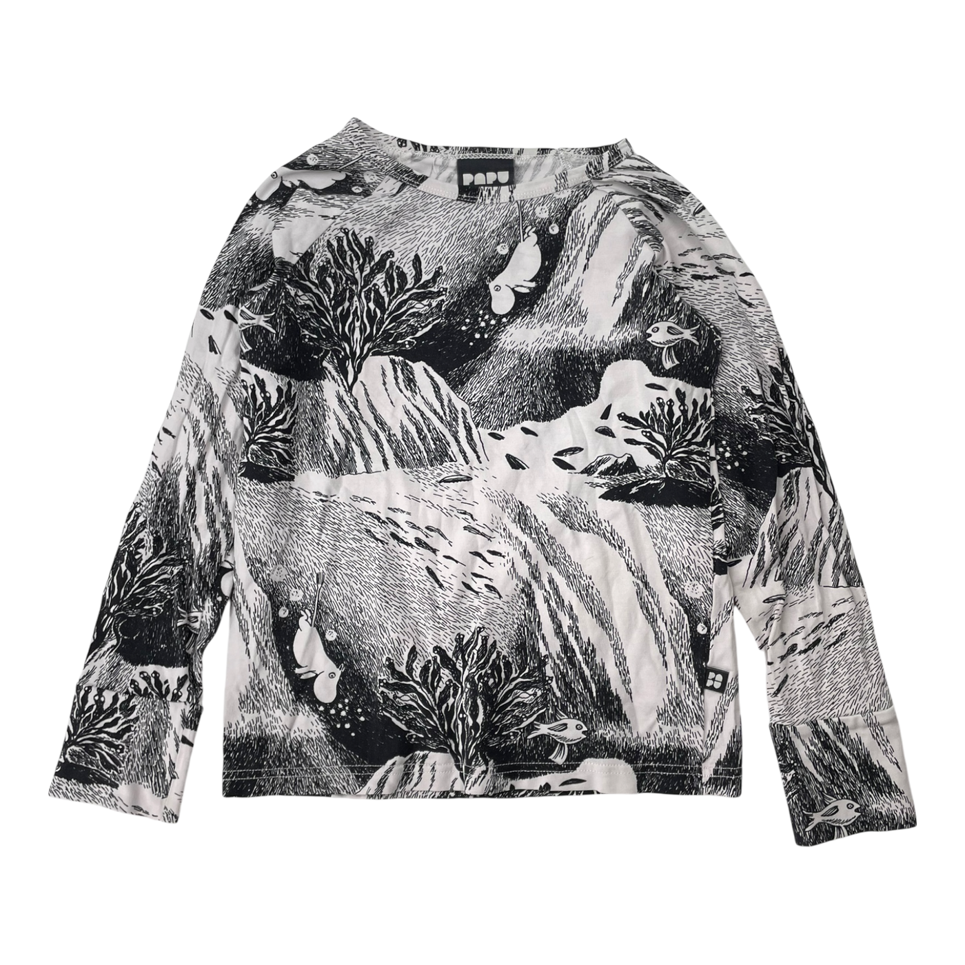 Papu Moomin shirt, black/white | 122/128cm