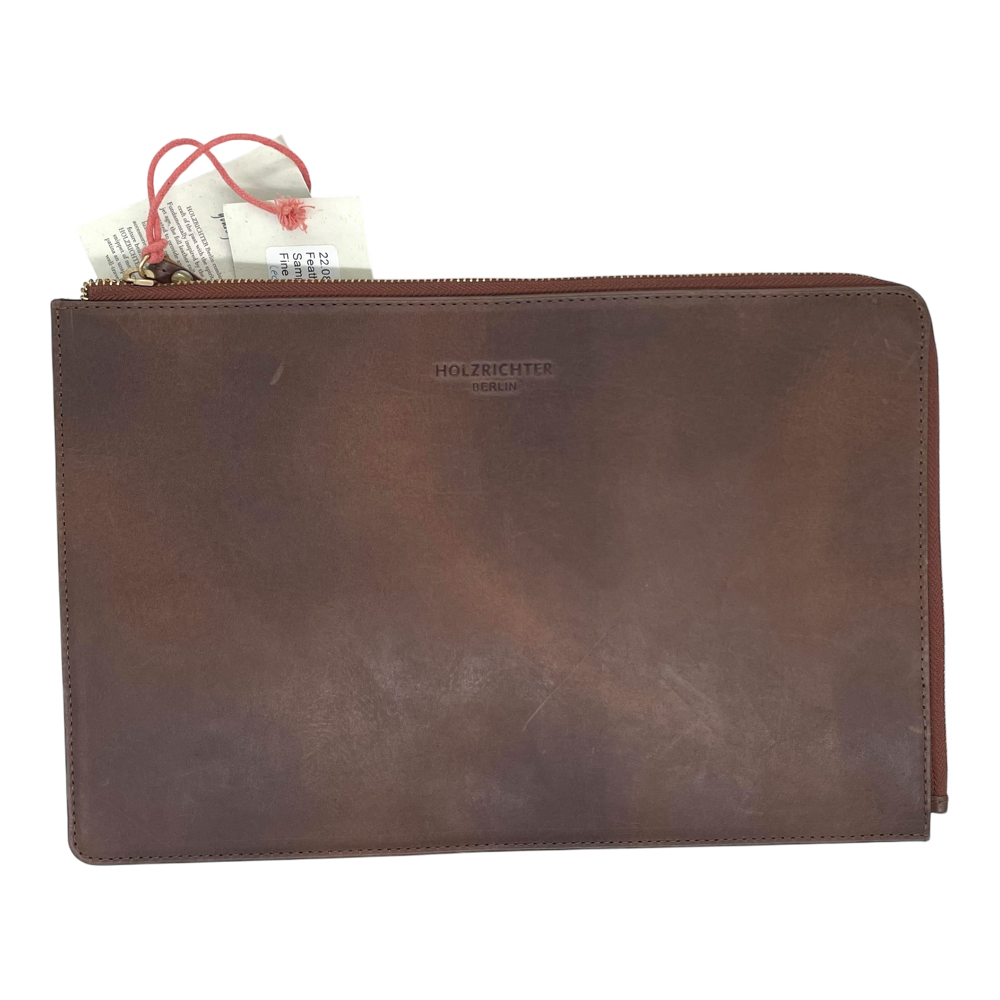 Holzrichter leather laptop sleeve, brown