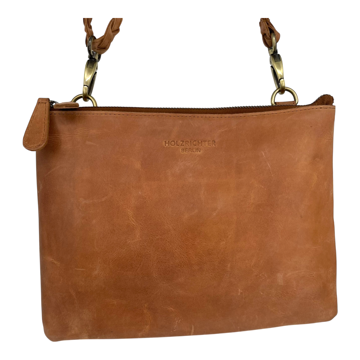 Holzrichter leather shoulder bag, caramel