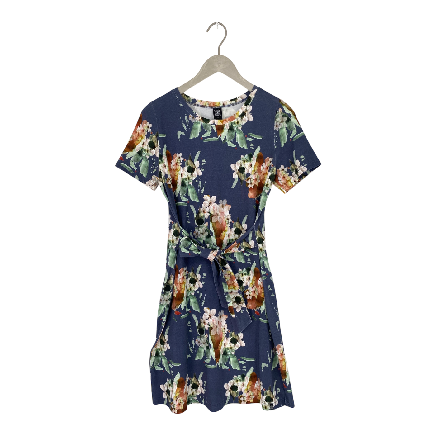 Kaiko t-shirt belted dress, blue blossom | woman S