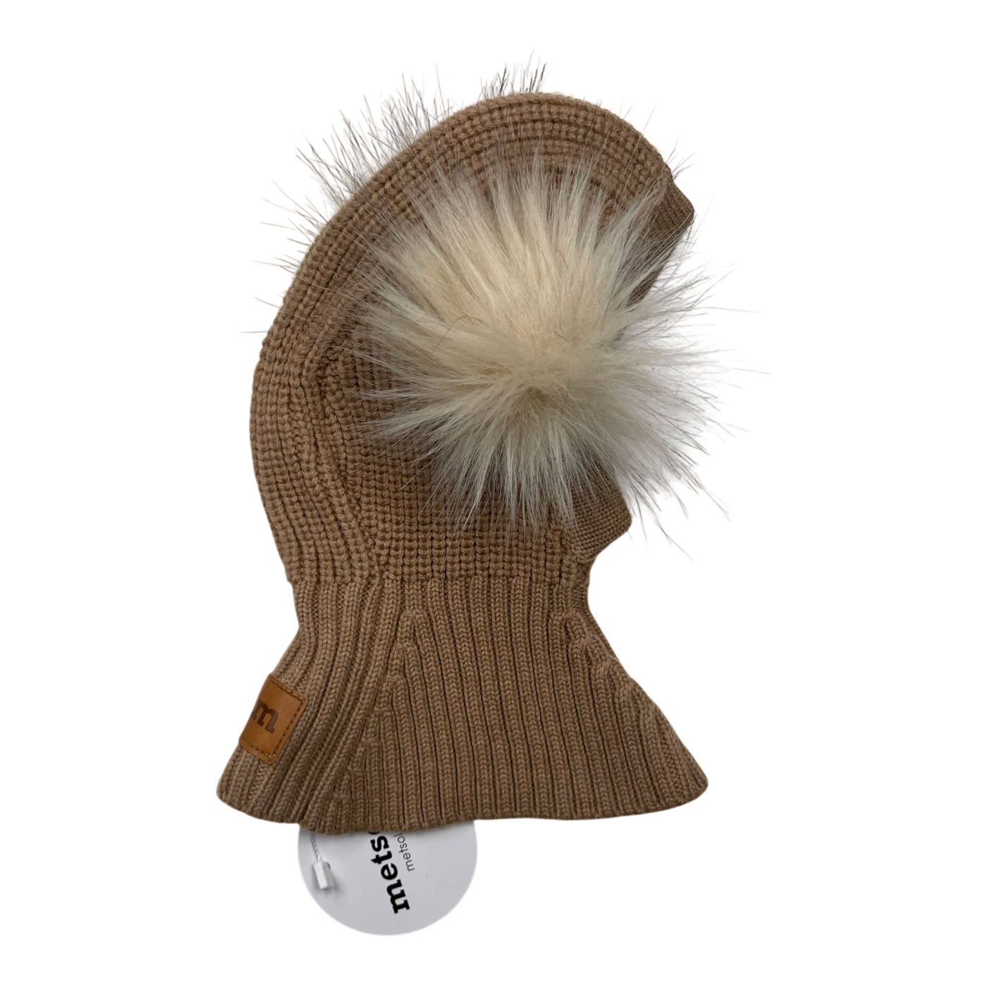 Metsola merino double pom pom helmet, tan | 0-1 years
