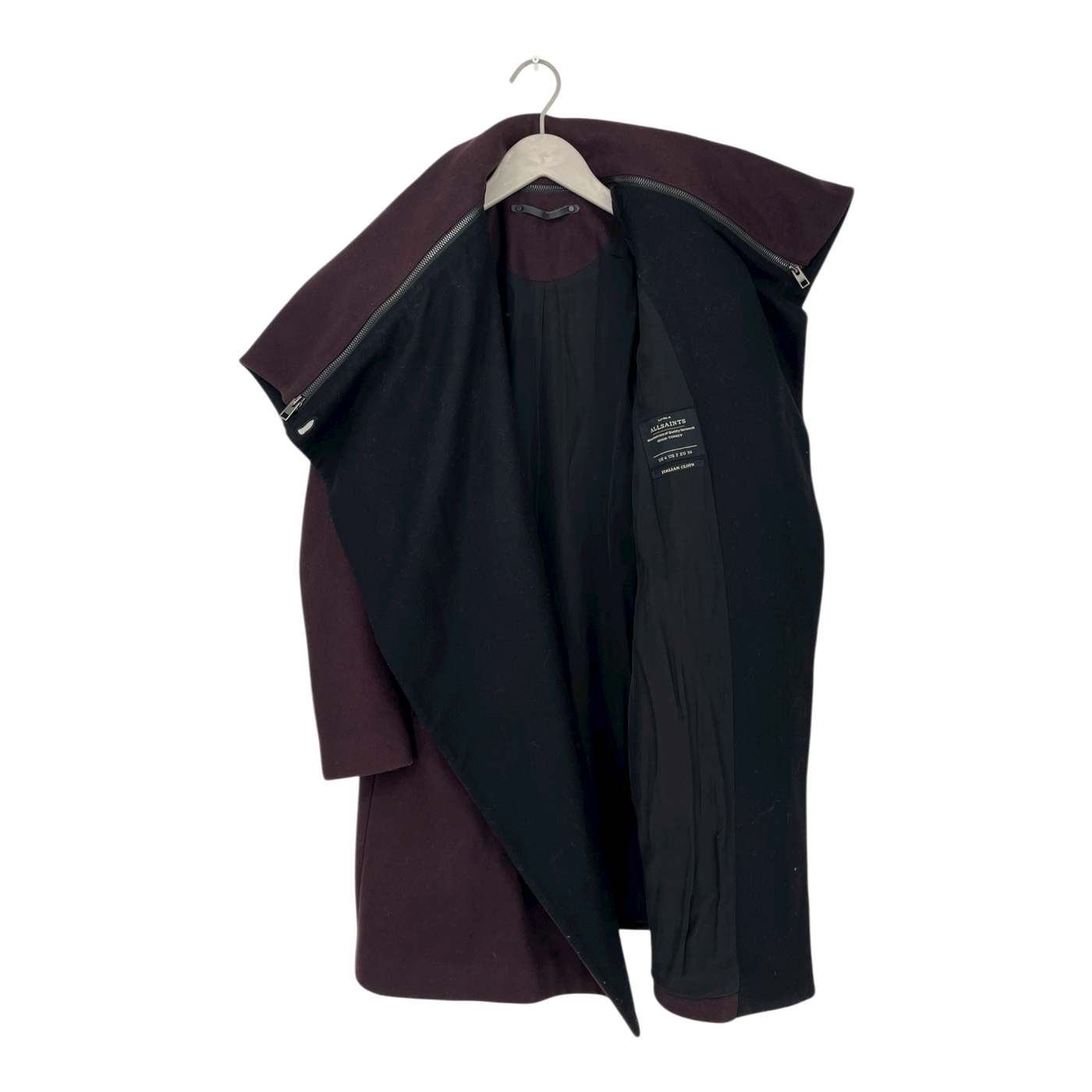 AllSaints wool coat, black/burgundy | woman 34