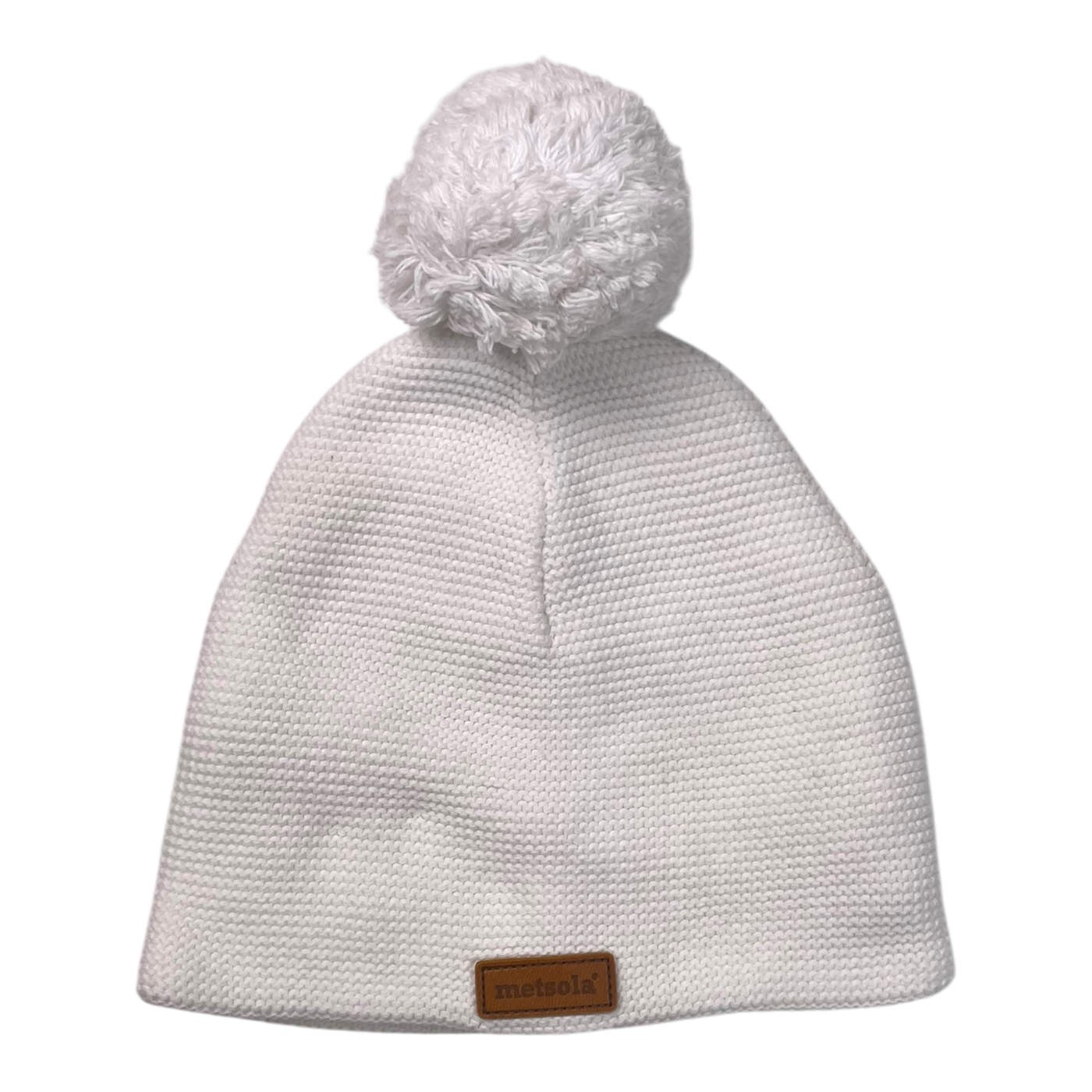 Metsola knitted cotton beanie with pom, white | 3-5y