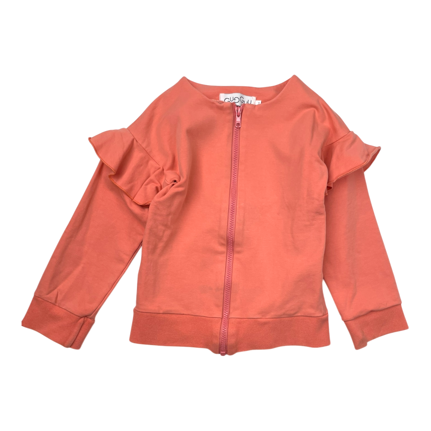 Gugguu frill zipper sweatshirt, coral | 116cm