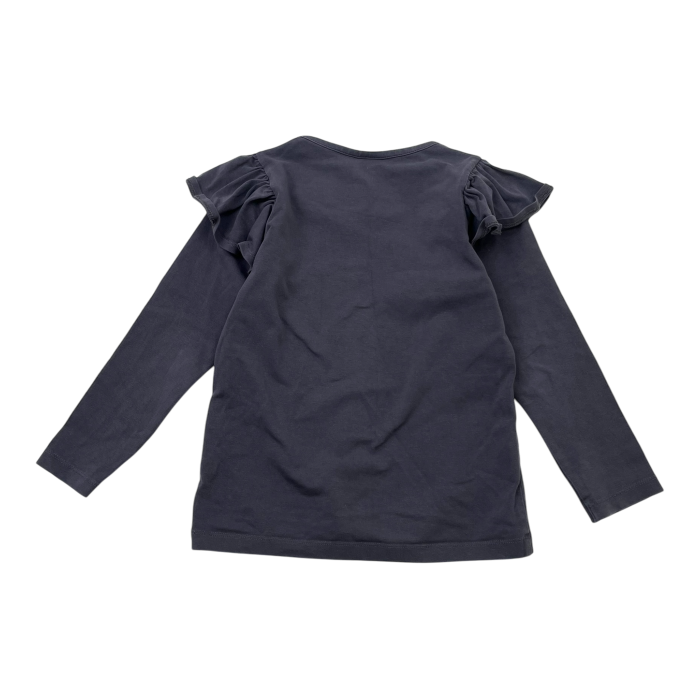 Papu frill shoulder shirt, dark grey | 110/116cm