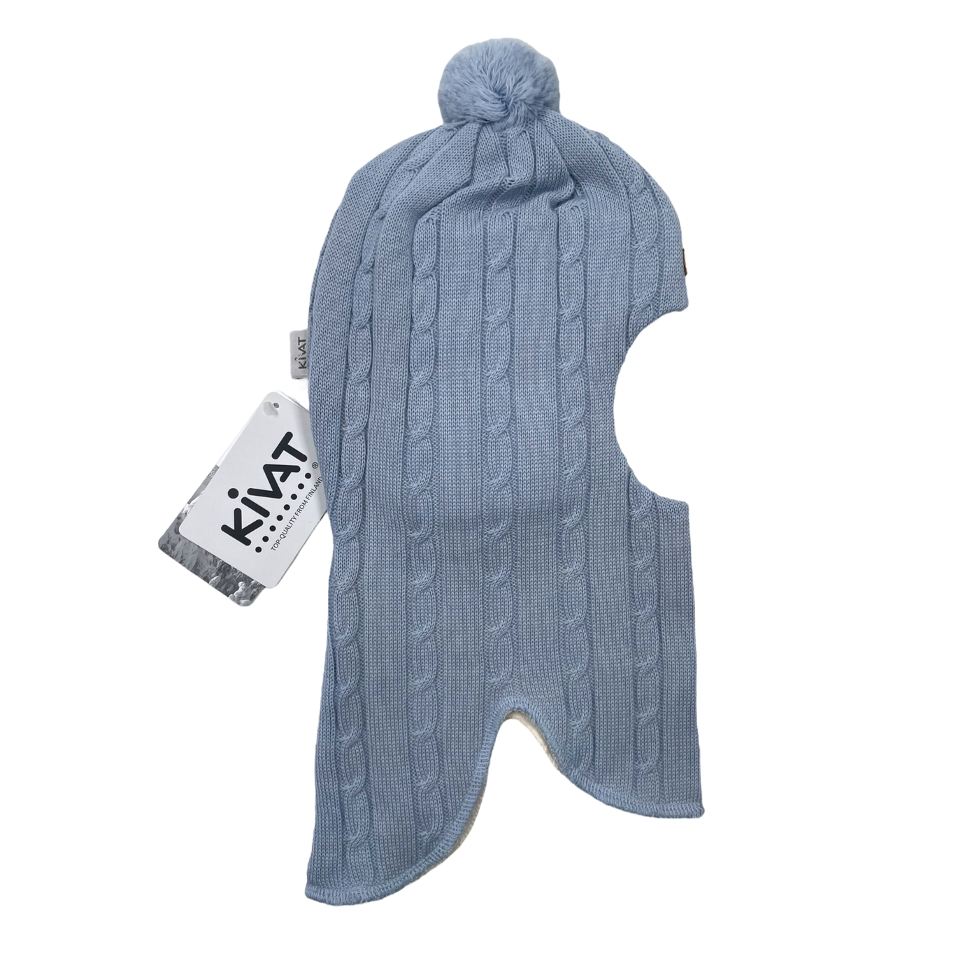 Kivat wool bobble balaclava, baby blue | 2-4y