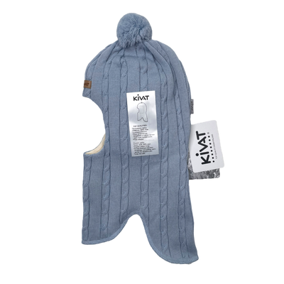 Kivat wool bobble balaclava, baby blue | 2-4y