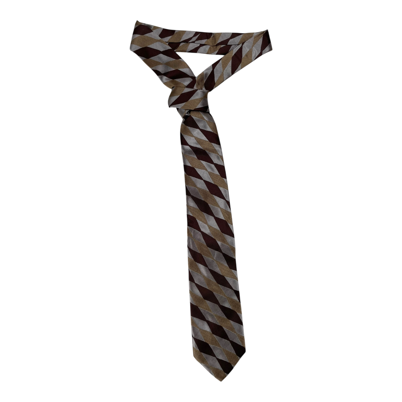 Marimekko silk tie, brown harlequin