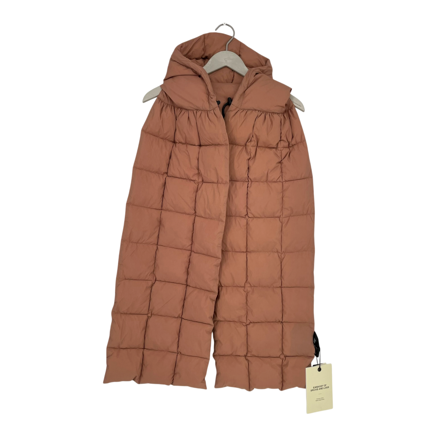 Embassy of Bricks and Logs dublin puffer scarf, salmon red
