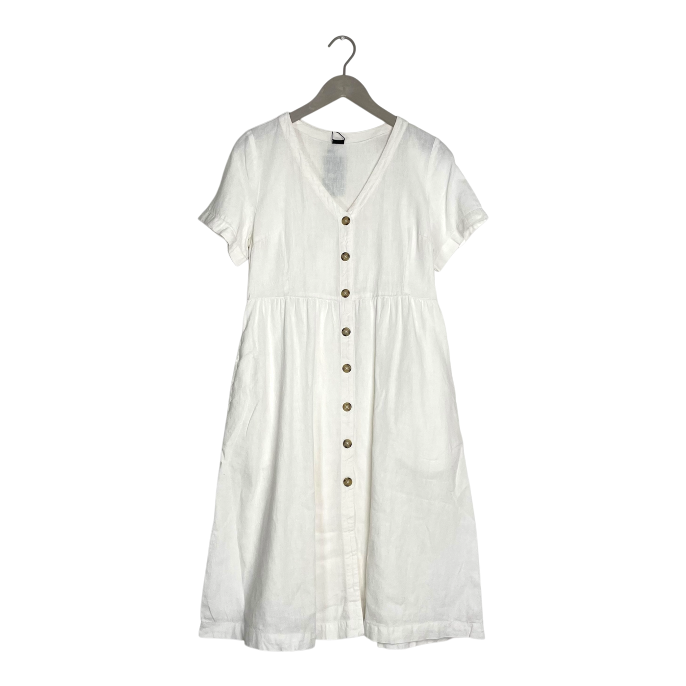 R-collection linen dress, white | woman XS