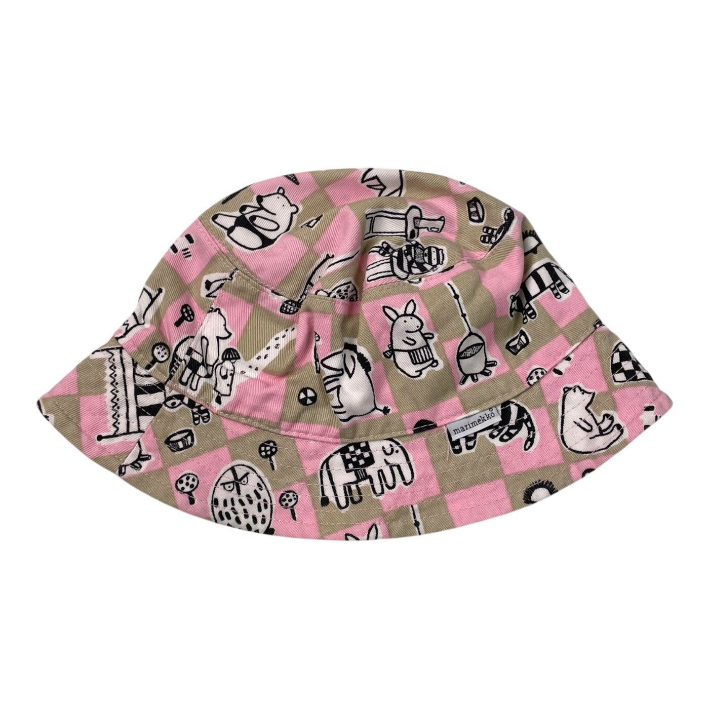 Marimekko bucket hat, pink & beige | kids onesize