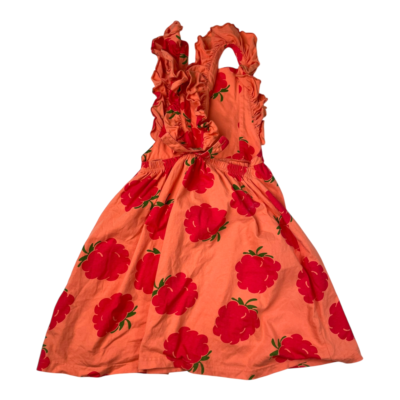 Mainio ruffle dress, strawberry | 134/140cm