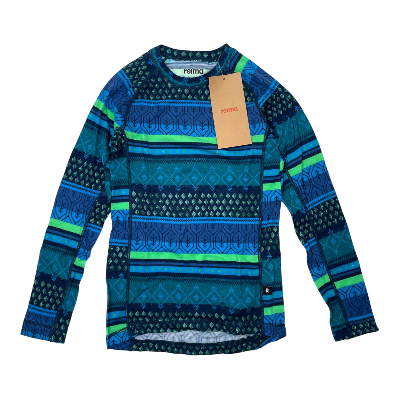 Reima taitoa wool baselayer set, blue/green | 130cm