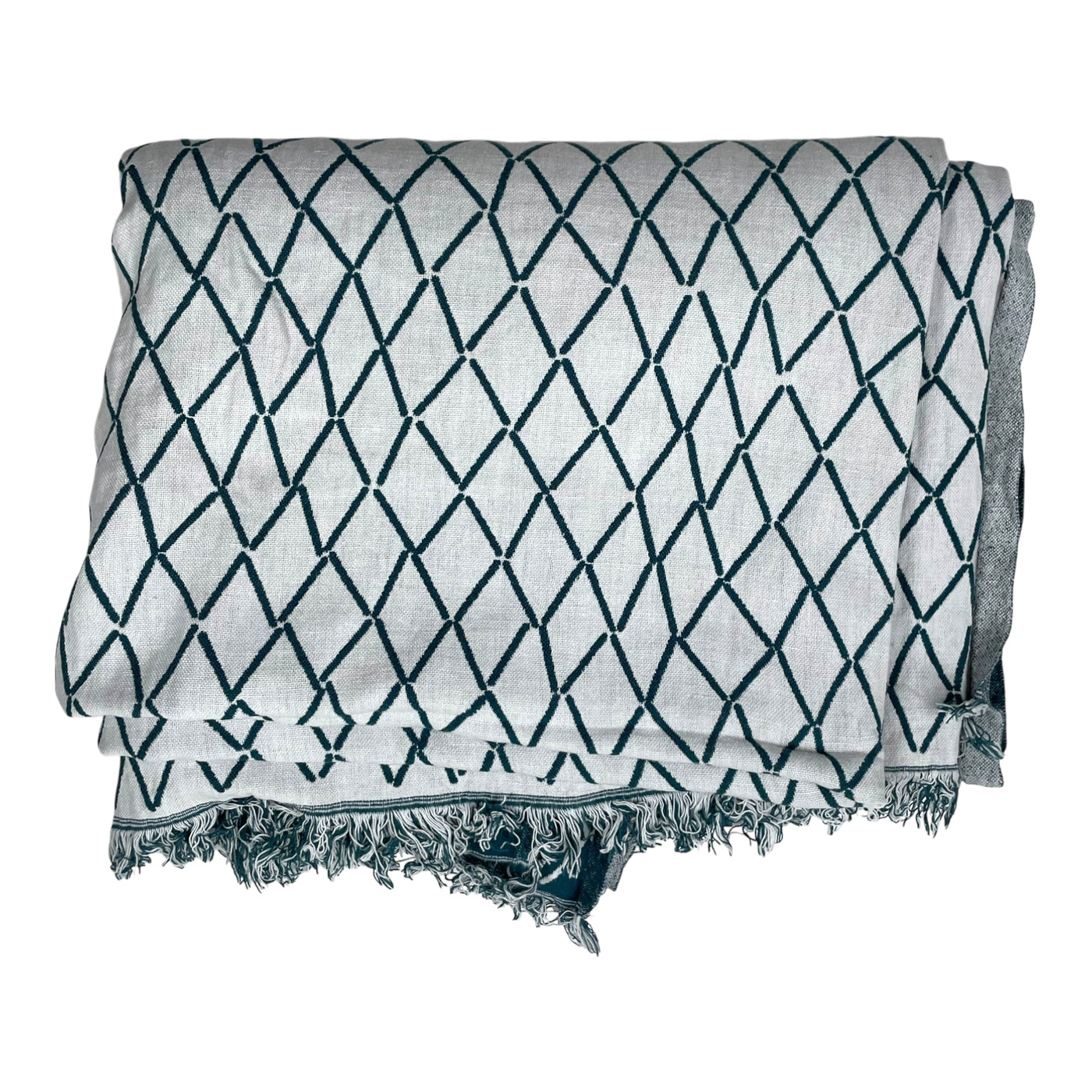 Lapuan Kankurit linen blend blanket, blue/ white