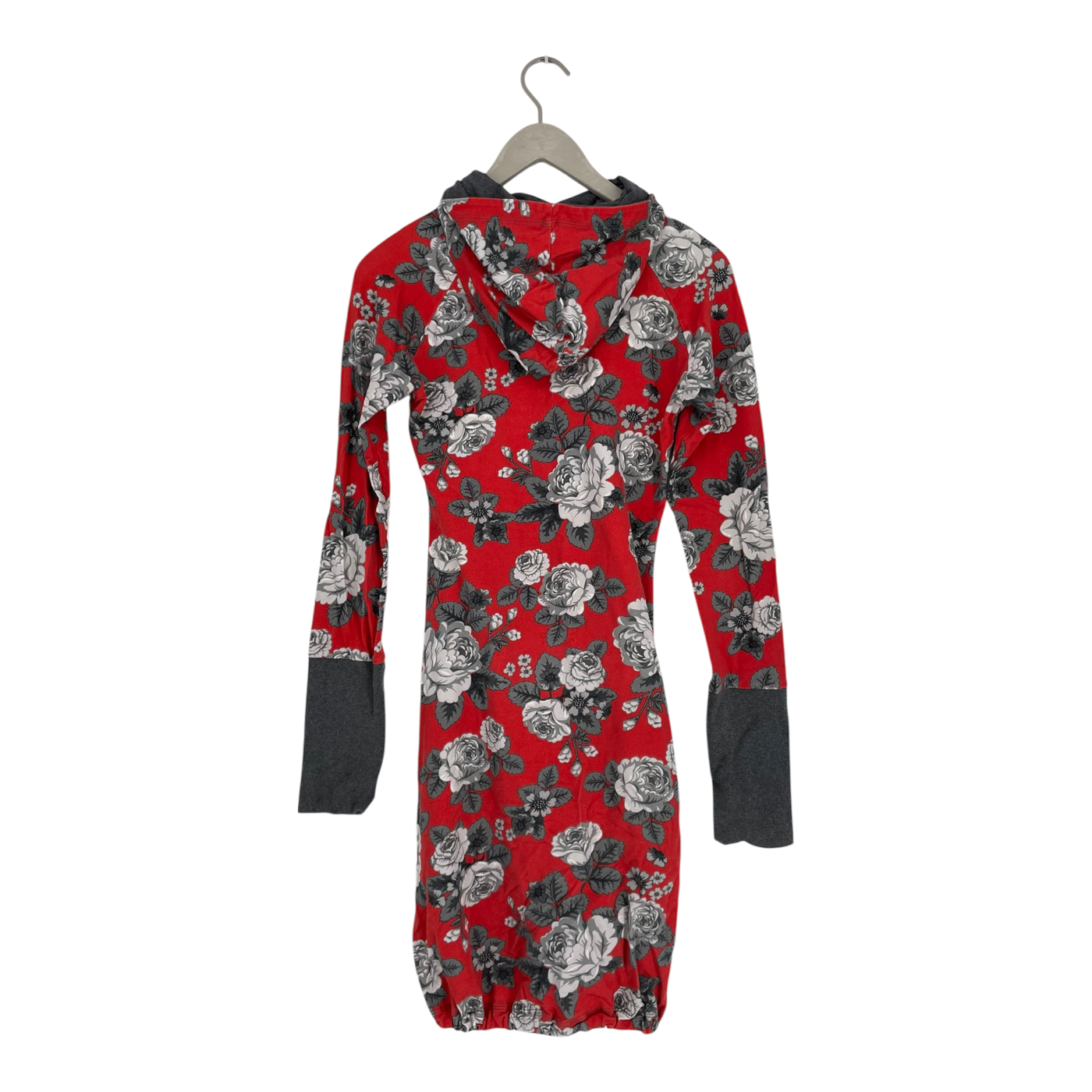Ommellinen hoodie tunic, red flower | woman M