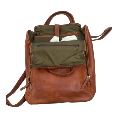 Harold's Bags leather submarine notebook backpack large, cognac