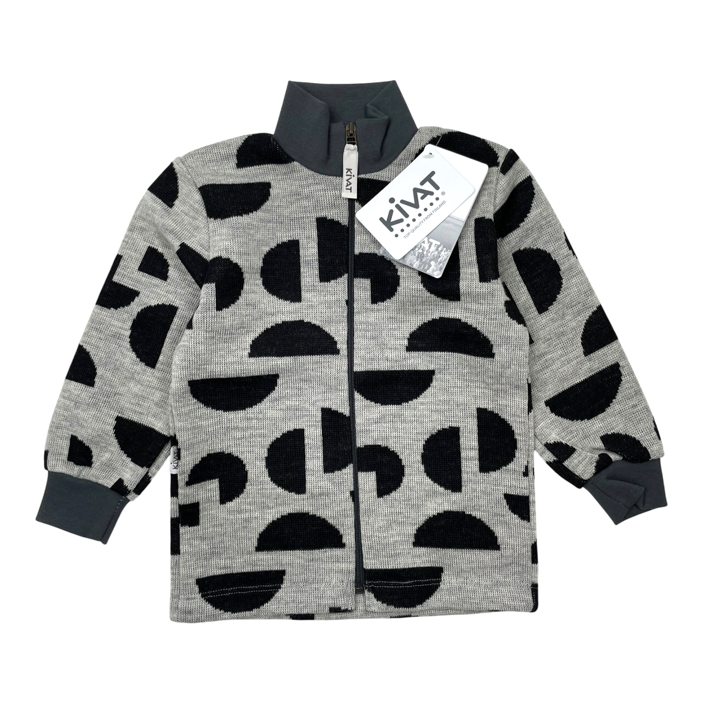 Kivat wool zip sweater, geometric | 100cm
