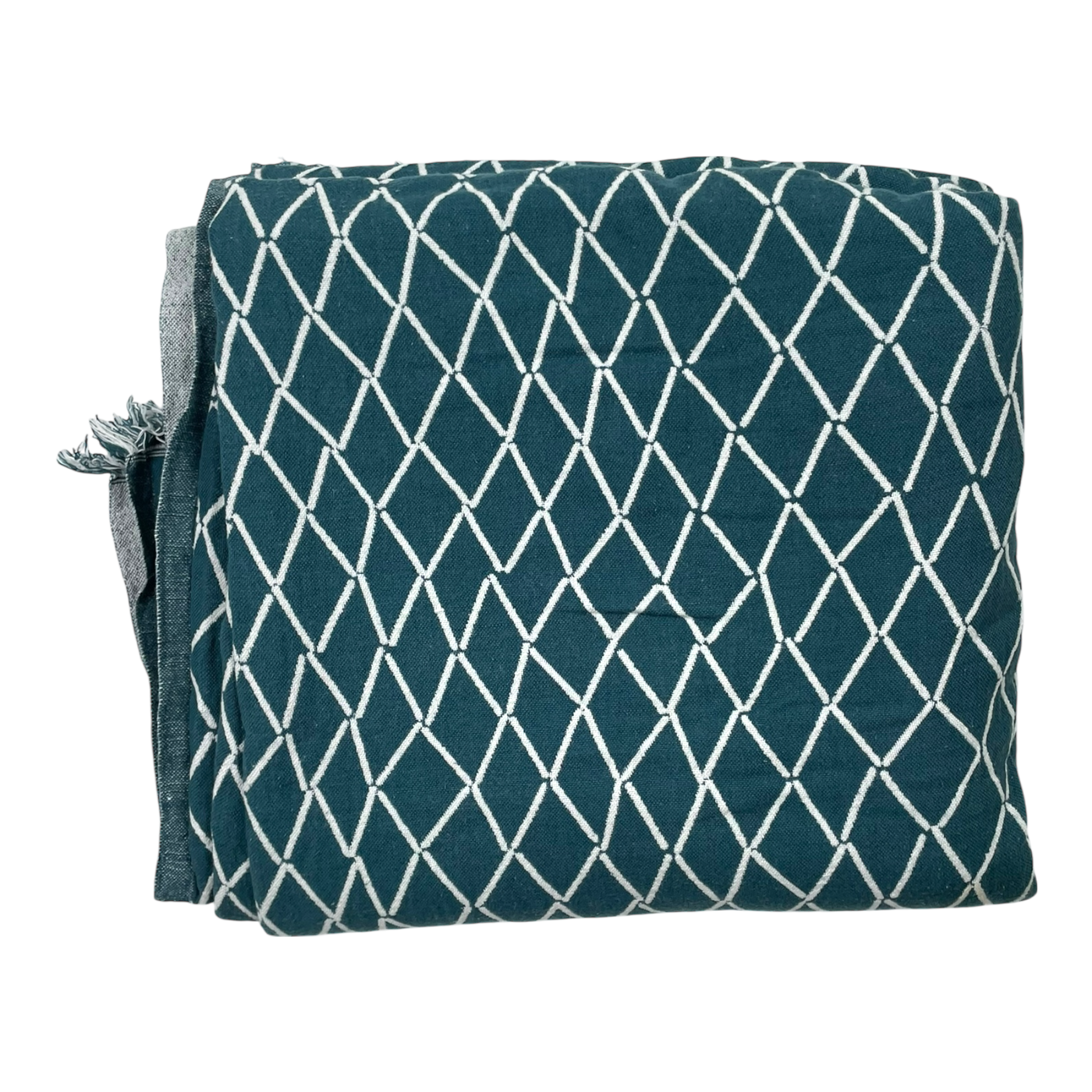 Lapuan Kankurit linen blend blanket, blue/ white