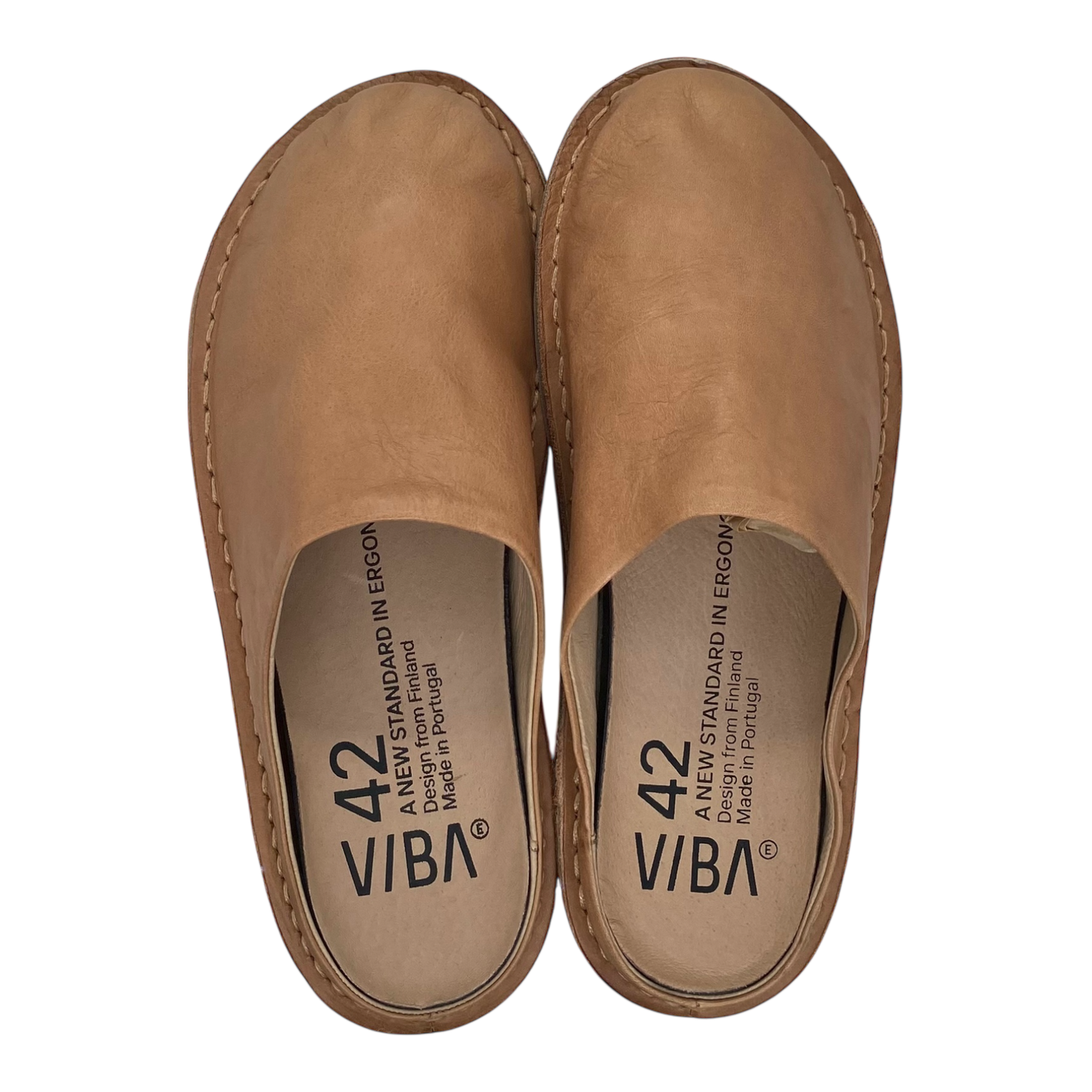 VIBAe Roma leather slippers, fawn tan | 42