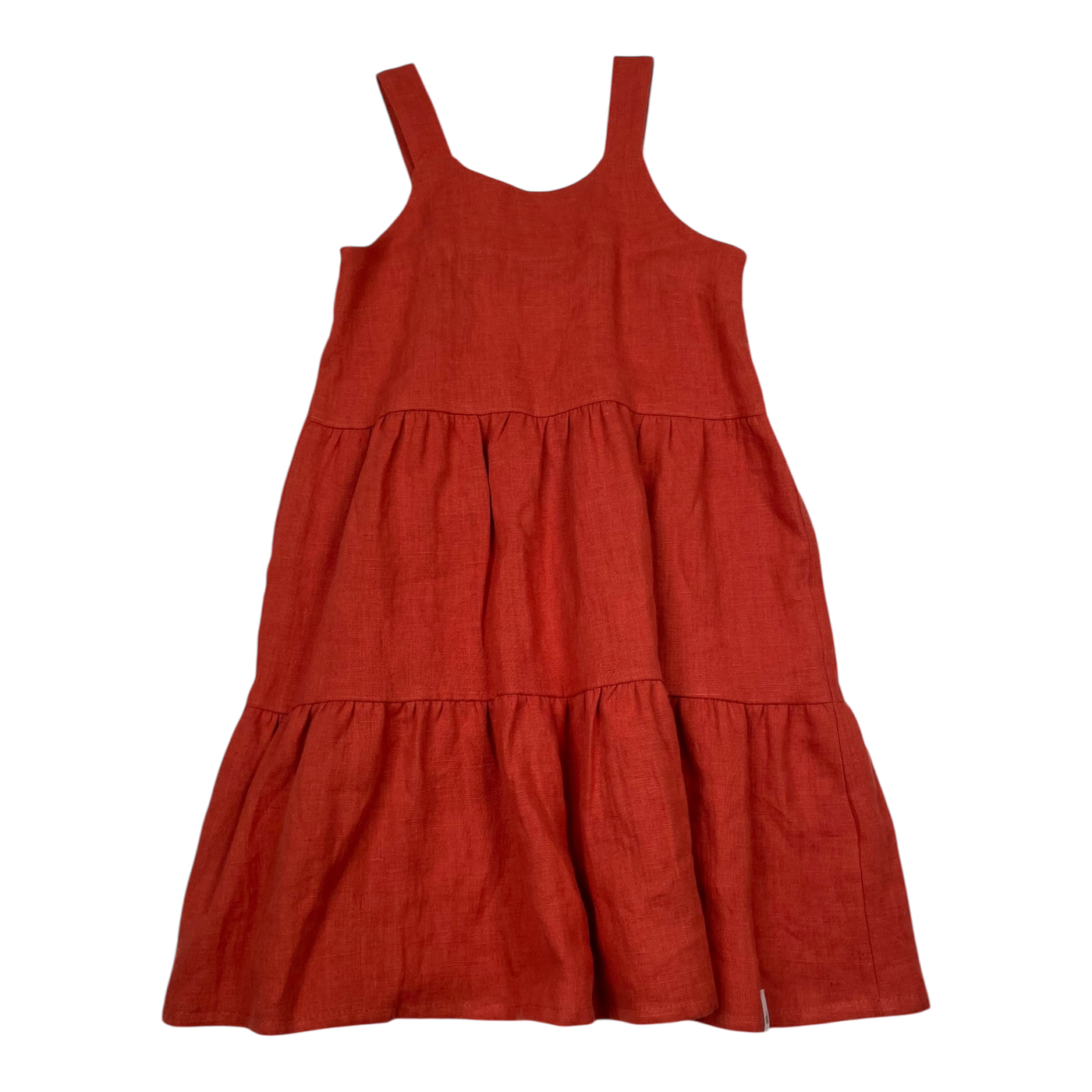 Nakoa linen ruffle dress, mahogany | 116/122cm