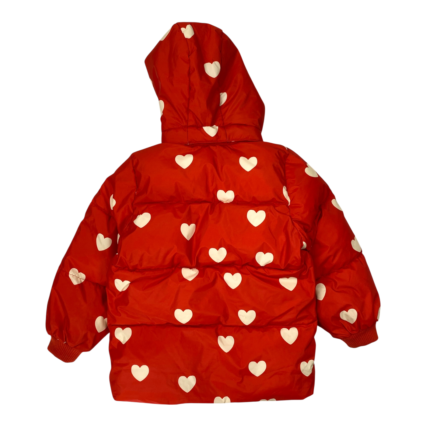 Mini Rodini puffer jacket, red hearts | 104/110cm