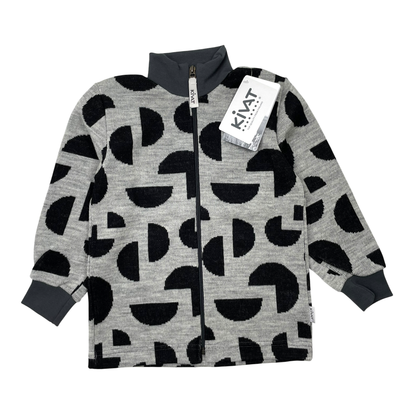 Kivat wool zip sweater, geometric | 110cm