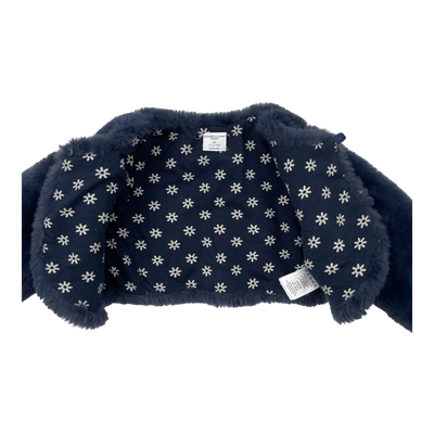 Polarn O. Pyret faux fur bolero jacket, blue | 86cm