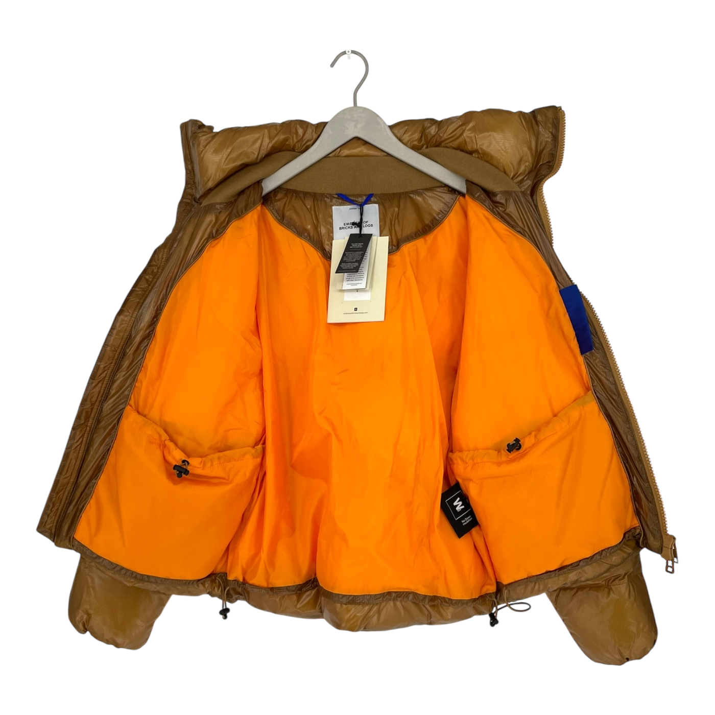 Embassy of Bricks and Logs millery puffer jacket, shiny caramel | unisex S