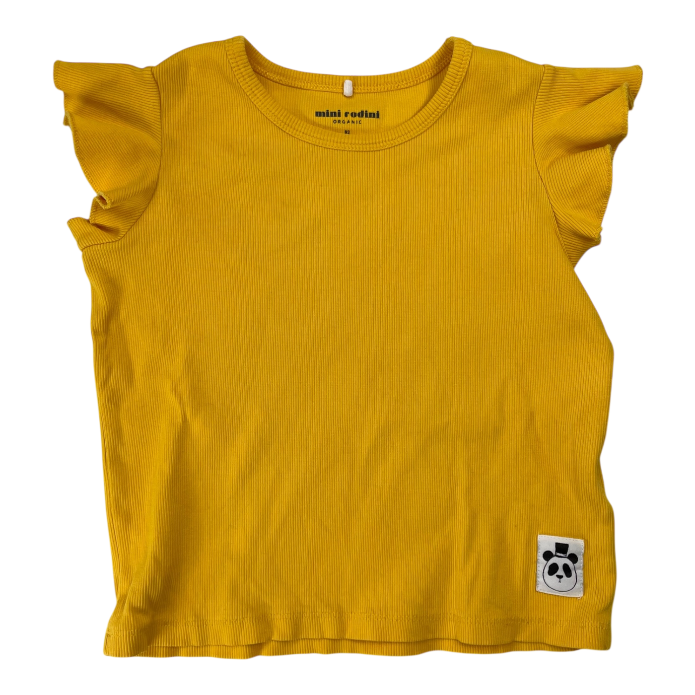 Mini Rodini frill rib t-shirt, yellow | 92/98cm