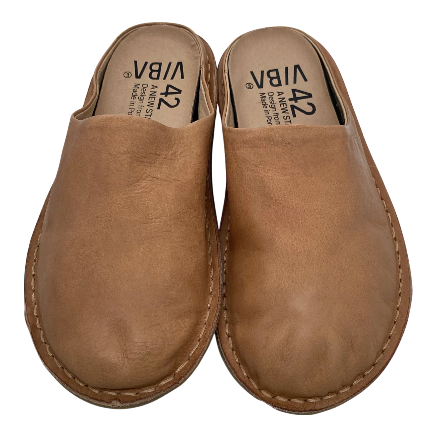 VIBAe Roma leather slippers, fawn tan | 42