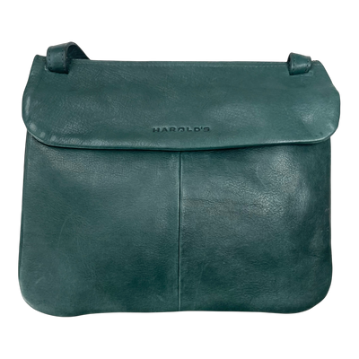 Harold's Bags leather chacoral smooth shoulder bag triple, petrol
