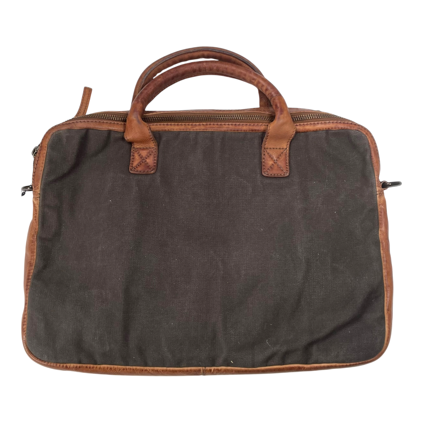 Harold's Bags canvas briefcase, khaki/cognac
