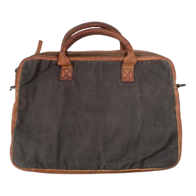 Harold's Bags canvas briefcase, khaki/cognac