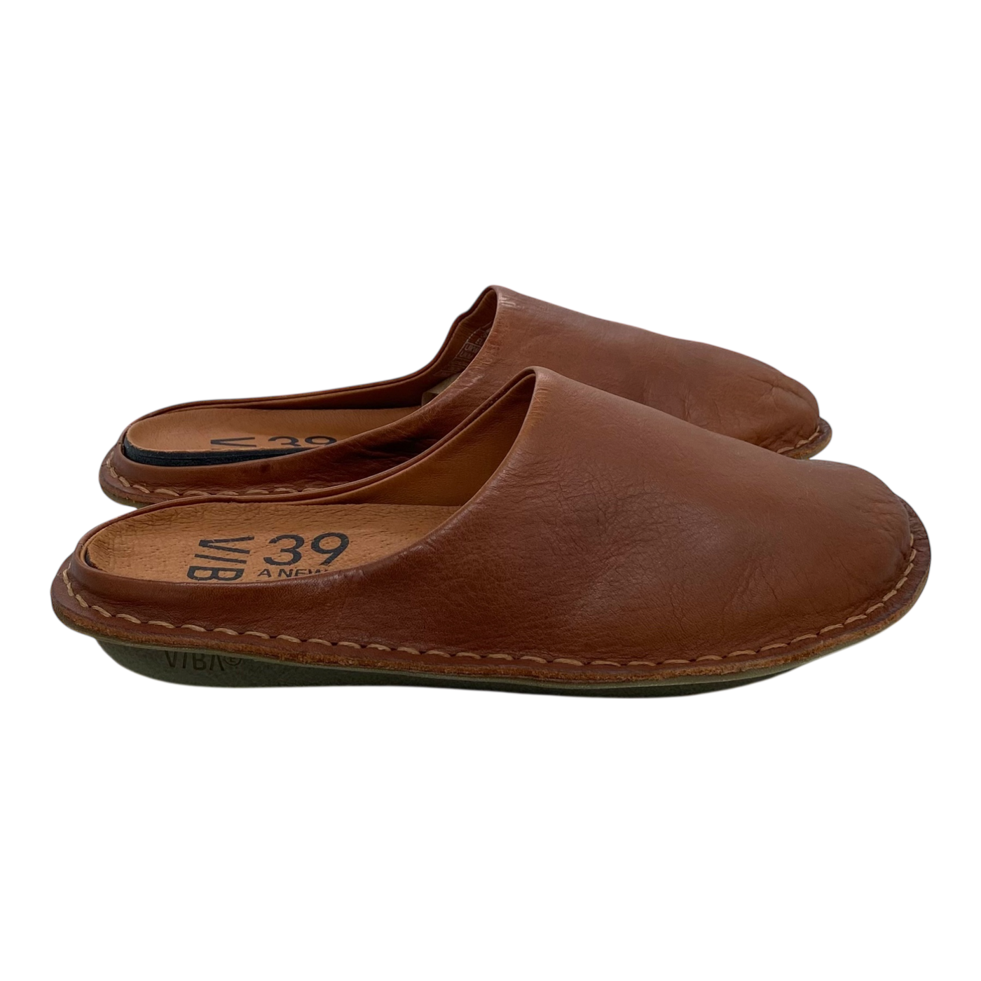 VIBAe Roma leather slippers, cognac brown | 39