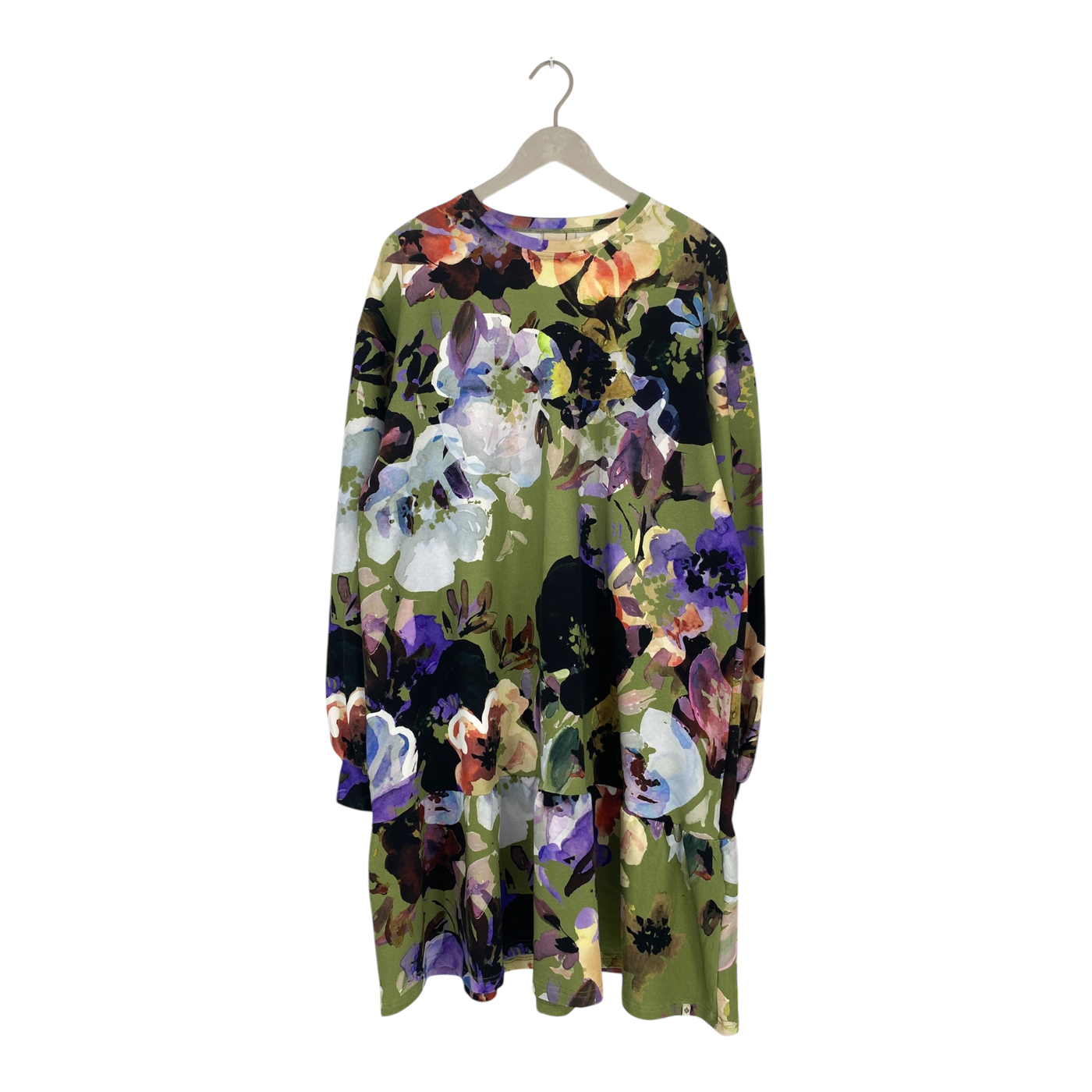 Kaiko ruffle sweat dress, olive anemone | woman XL