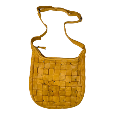 Harold's Bags leather braid pouch bag, yellow