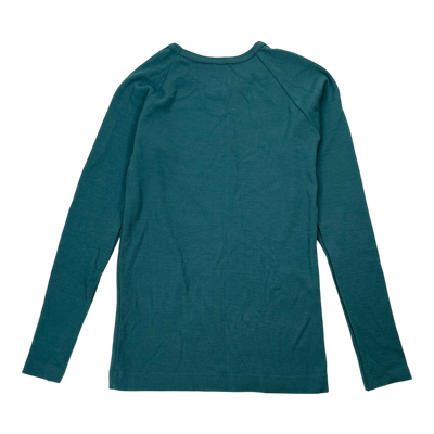 Metsola rib merino shirt, green | 146cm